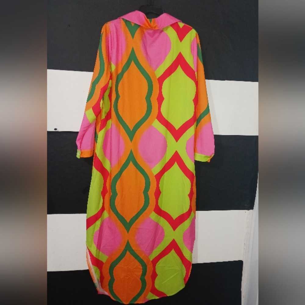 NEW Women Multicolor casual buttoned maxi dress - Picture 9 of 13